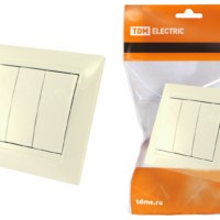 Выключатель 3кл. 10А сл. кость Лама TDM