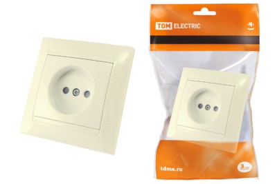 Розетка 2П 10А 250В с защ. шт. сл. кость “Лама” TDM