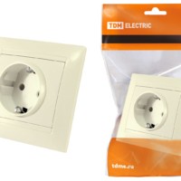 Розетка 2П+З 16А 250В с защ. шт. сл. кость “Лама” TDM