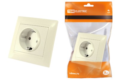 Розетка 2П+З 16А 250В с защ. шт. сл. кость “Лама” TDM