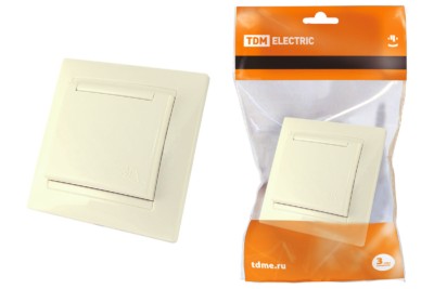 Розетка 2П+З 16А 250В IP44 с защ. шт. с крышкой сл. кость “Лама” TDM