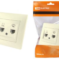 Розетка ТФ RJ11 + ПК RJ45 сл. кость “Лама” TDM