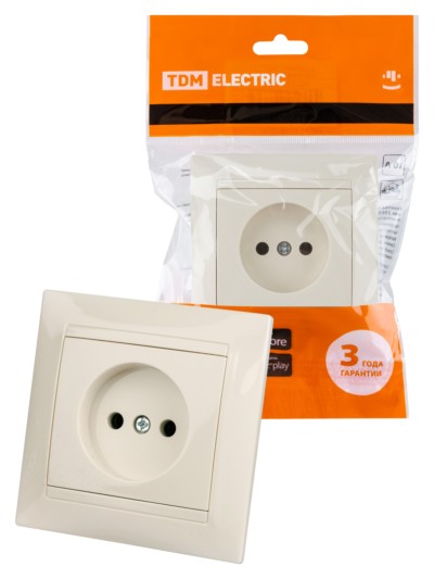 Розетка 2П 10А 250В сл. кость “Лама” TDM