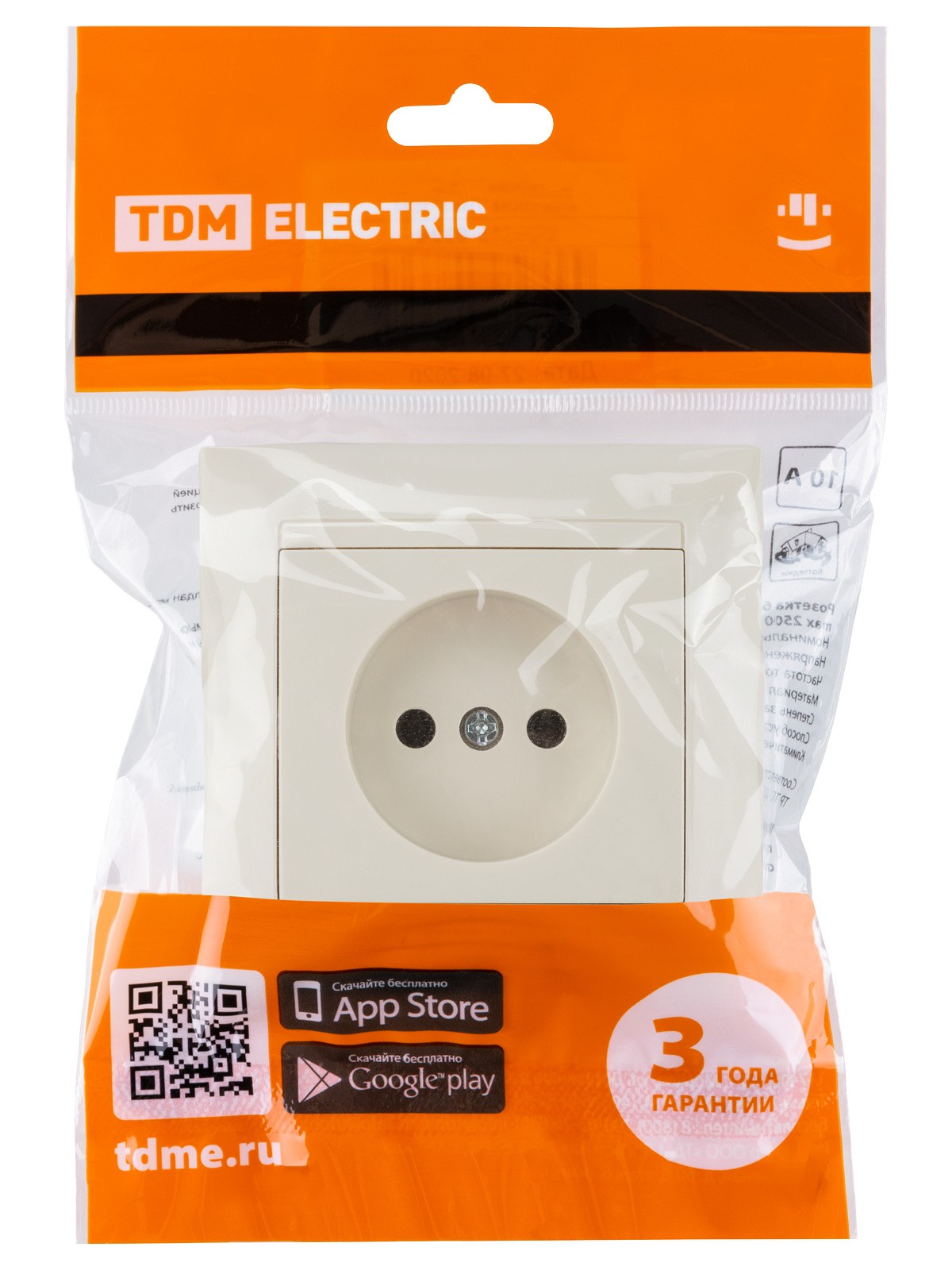 Розетка 2П 10А 250В сл. кость "Лама" TDM — изображение 5