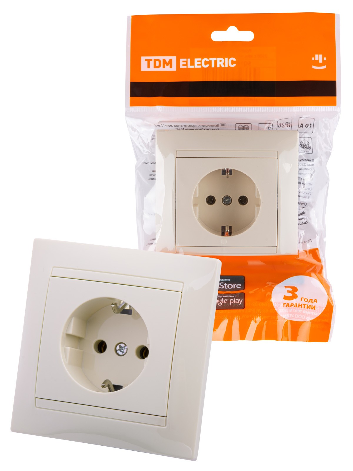 Розетка 2П+З 16А 250В сл. кость "Лама" TDM — изображение 6