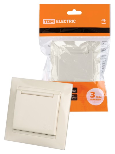 Розетка 2П+З 16А 250В IP44 с крышкой сл. кость “Лама” TDM