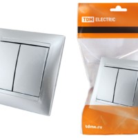 Выключатель 2кл. 10А серебр. металлик Лама TDM