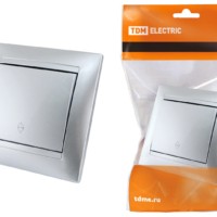 Выключатель 1кл. проходной 10А серебр. металлик Лама TDM