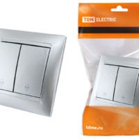 Выключатель 2кл. проходной 10А серебр. металлик Лама TDM
