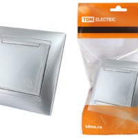 Розетка 2П+З 16А 250В IP44 с защ. шт. с крышкой серебр. металлик “Лама” TDM