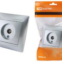 Розетка телевизионная простая (0-2400МГц, “мама”) серебр. металлик “Лама” TDM