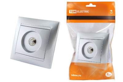 Розетка SAT (F-разъем) 0-2400МГц серебр. металлик “Лама” TDM