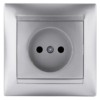 Розетка 2П 10А 250В серебр. металлик "Лама" TDM