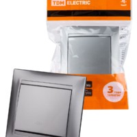 Выключатель 1кл. проходной 10А серебр. металлик Лама TDM