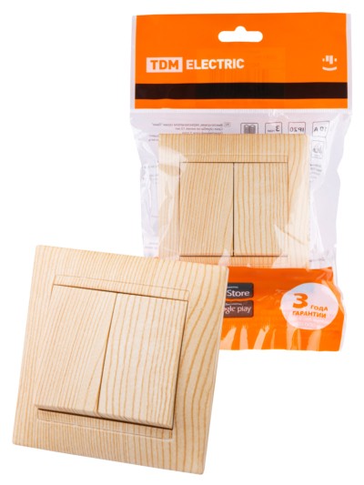 Выключатель 2кл. 10А сосна Лама TDM