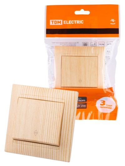 Выключатель 1кл. проходной 10А сосна Лама TDM