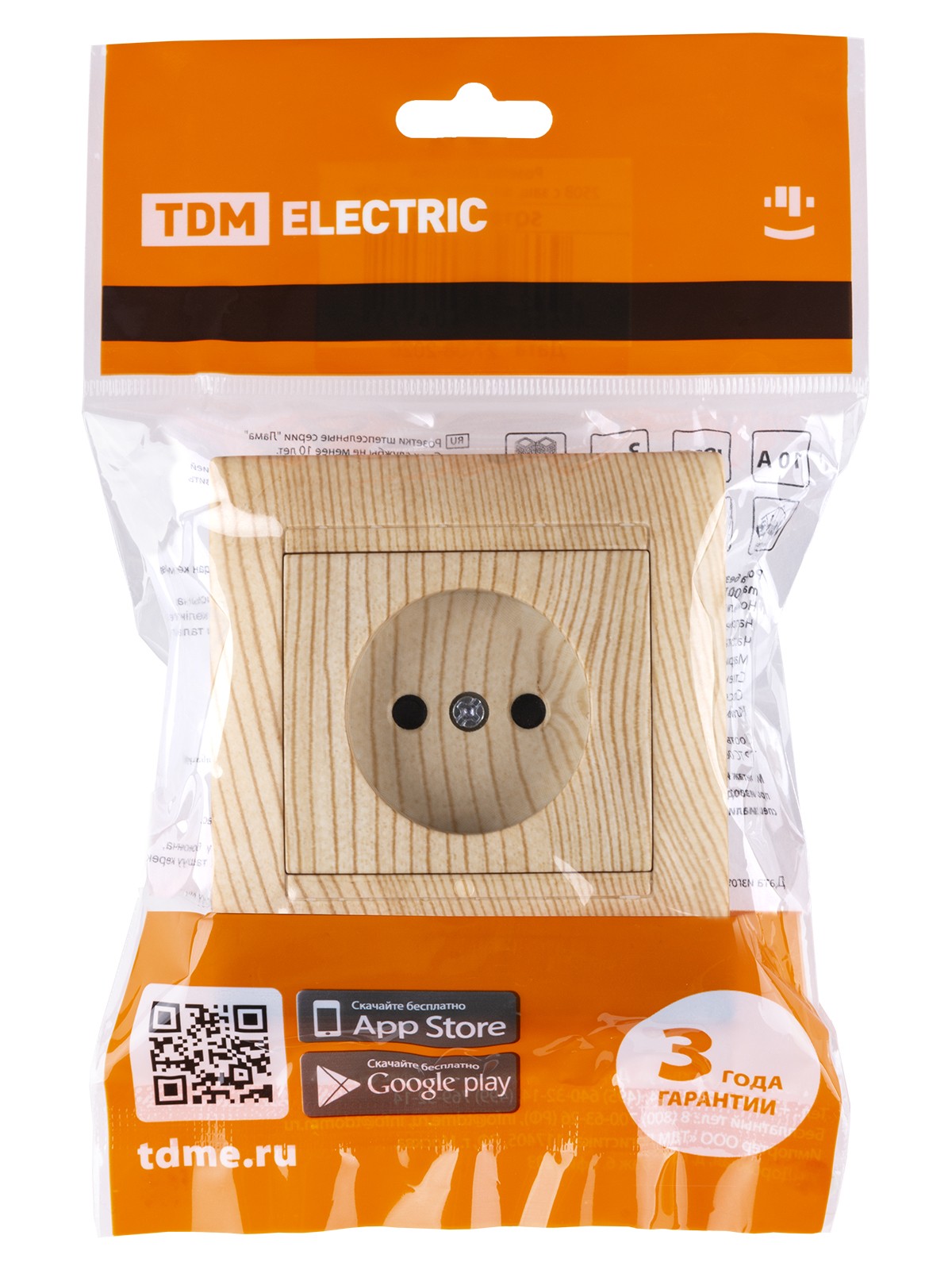 Розетка 2П 10А 250В с защ. шт. сосна "Лама" TDM — изображение 5