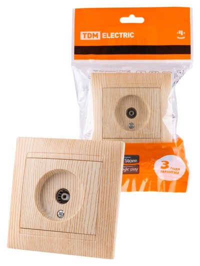 Розетка телевизионная простая (0-2400МГц, “мама”) сосна “Лама” TDM
