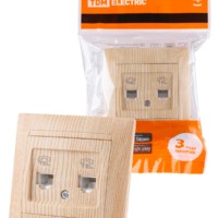 Розетка ТФ двойная RJ11 сосна “Лама” TDM