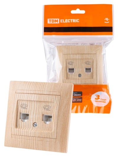 Розетка ТФ двойная RJ11 сосна “Лама” TDM