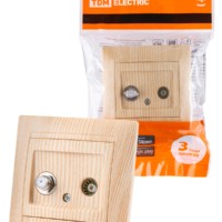 Розетка ТВ (“мама”) + SAT (F-разъем) 0-2400МГц сосна “Лама” TDM