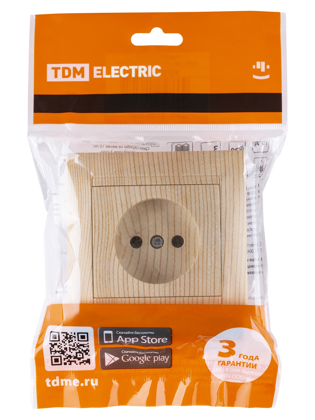 Розетка 2П 10А 250В сосна "Лама" TDM — изображение 5