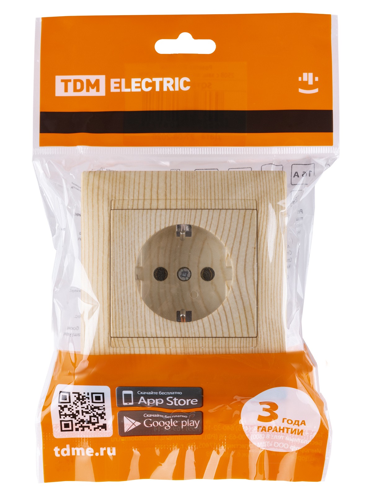 Розетка 2П+З 16А 250В сосна "Лама" TDM — изображение 5