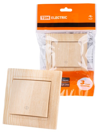 Выключатель 1кл. проходной 10А сосна Лама TDM