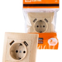 Розетка 2П+З 16А 250В + 2 USB порта 2,1А 5В сосна “Лама” TDM