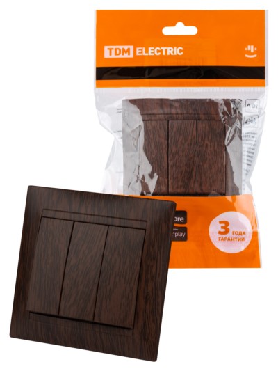 Выключатель 3кл. 10А венге Лама TDM