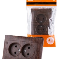 Розетка двойная 2П 10А 250В с защ. шт. венге “Лама” TDM