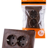 Розетка двойная 2П+З 16А 250В с защ. шт. венге “Лама” TDM