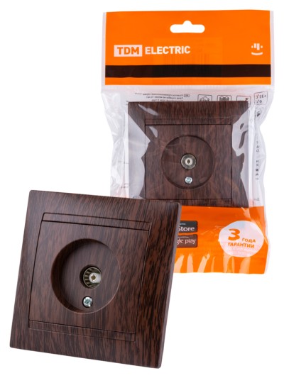 Розетка телевизионная простая (0-2400МГц, “мама”) венге “Лама” TDM