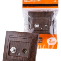 Розетка ТВ (“мама”) + SAT (F-разъем) 0-2400МГц венге “Лама” TDM