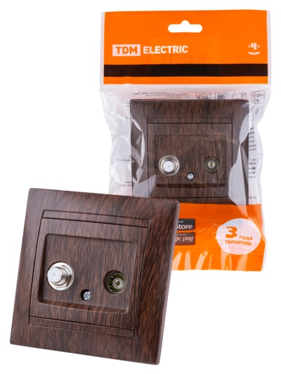 Розетка ТВ (“мама”) + SAT (F-разъем) 0-2400МГц венге “Лама” TDM
