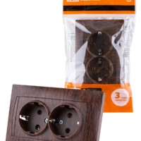 Розетка двойная 2П+З 16А 250В венге “Лама” TDM