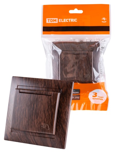 Розетка 2П+З 16А 250В IP44 с крышкой венге “Лама” TDM