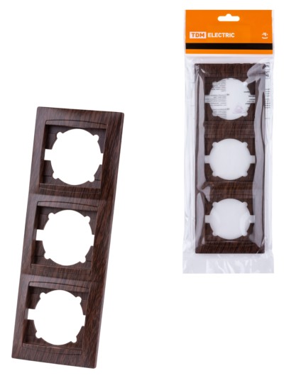 Рамка 3-х постовая вертикальная венге “Лама” TDM