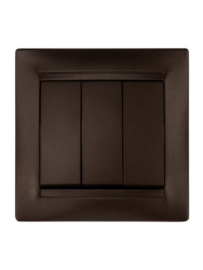 Выключатель 3кл. 10А шоколад Лама TDM — изображение 3