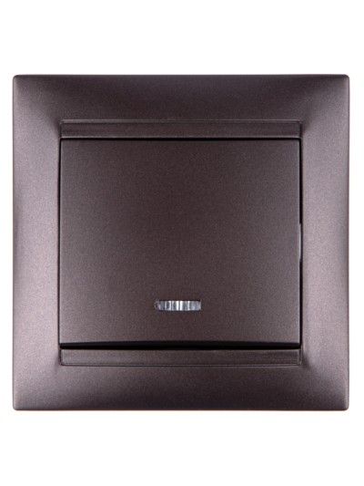 Выключатель 1кл. с подсветкой 10А шоколад Лама TDM — изображение 3