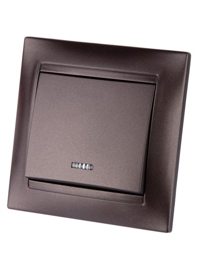 Выключатель 1кл. с подсветкой 10А шоколад Лама TDM — изображение 2