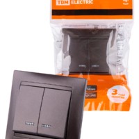 Выключатель 2кл. с подсветкой 10А шоколад Лама TDM