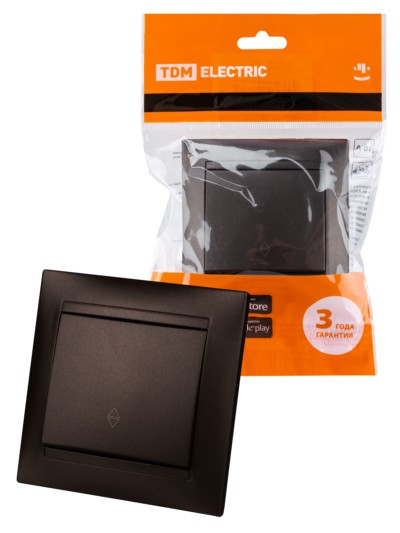 Выключатель 1кл. проходной 10А шоколад Лама TDM