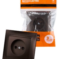 Розетка 2П 10А 250В с защ. шт. шоколад “Лама” TDM