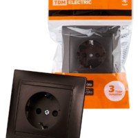 Розетка 2П+З 16А 250В с защ. шт. шоколад “Лама” TDM