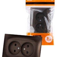 Розетка двойная 2П 10А 250В с защ. шт. шоколад “Лама” TDM