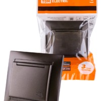 Розетка 2П+З 16А 250В IP44 с защ. шт. с крышкой шоколад “Лама” TDM