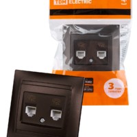 Розетка ТФ двойная RJ11 шоколад “Лама” TDM