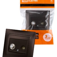 Розетка ТВ (“мама”) + SAT (F-разъем) 0-2400МГц шоколад “Лама” TDM