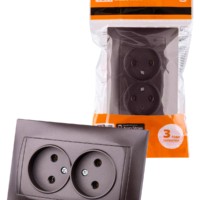 Розетка двойная 2П 10А 250В шоколад “Лама” TDM